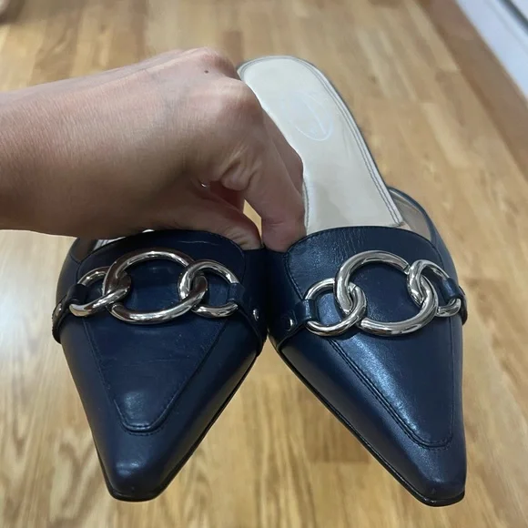 Blue pointed heel toe slip on - Picture 5 of 7